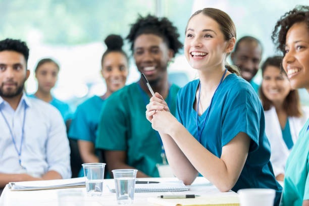 Caregivers in healthcare training session
